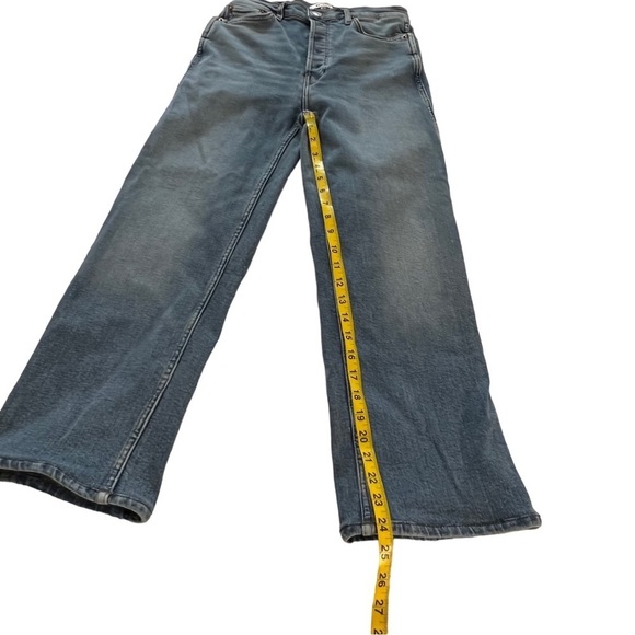 Re/Done 90s High Rise Wide Leg Loose Fit Button Fly Jeans in Rio Fade 27 Ankle - Picture 9 of 15